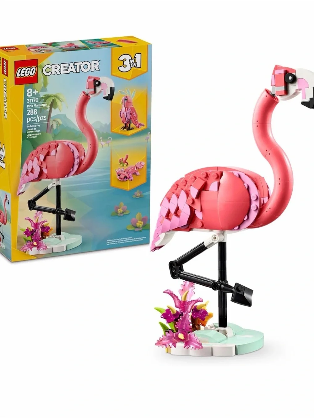 Lego Pink Flamingo, Cockatoo, or Axolotl